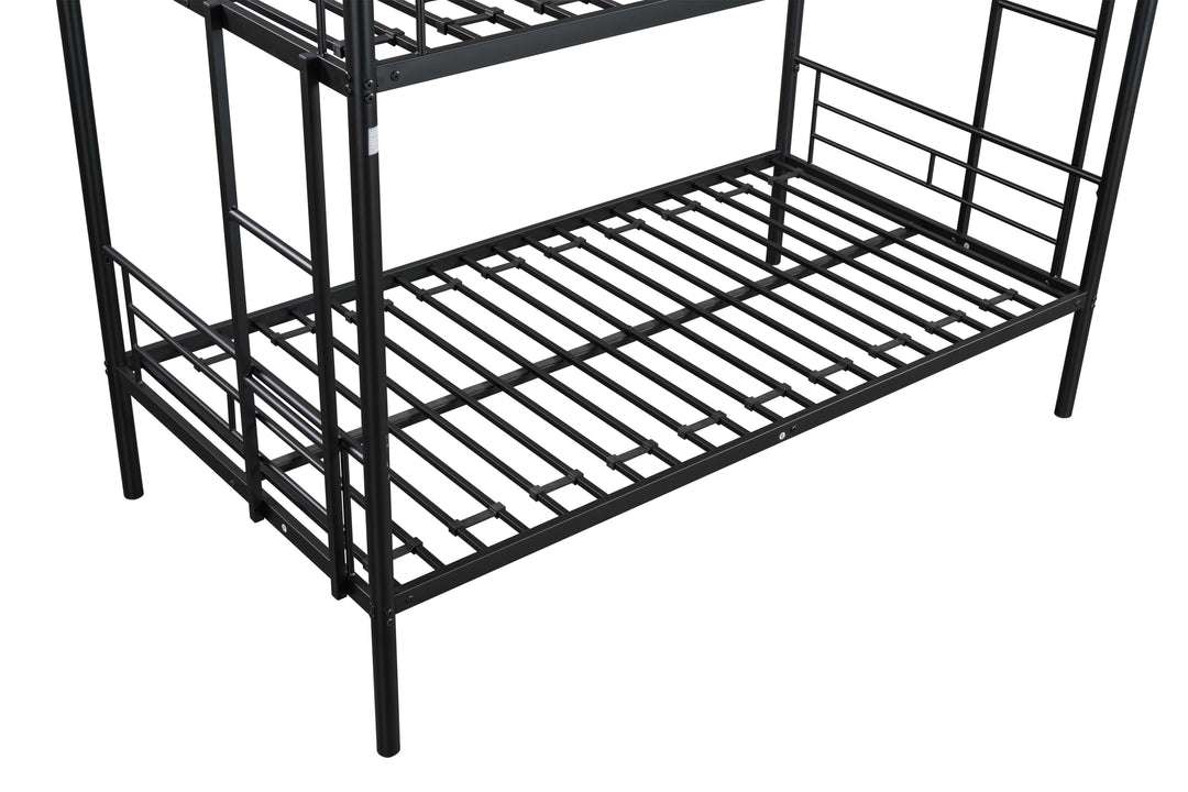 Metal Twin over Twin Bunk Bed/ Heavy-duty Sturdy Metal/ Noise Reduced Design/ 2 Side Ladders/ Safety Guardrail/ CPC Certified/ No Box Spring Needed