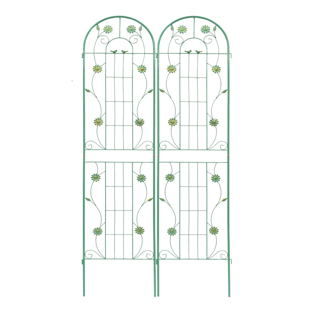 2 Pack Metal Garden Trellis 86.7" x 19.7" Rustproof Trellis for Climbing Plants Outdoor Flower Support Green