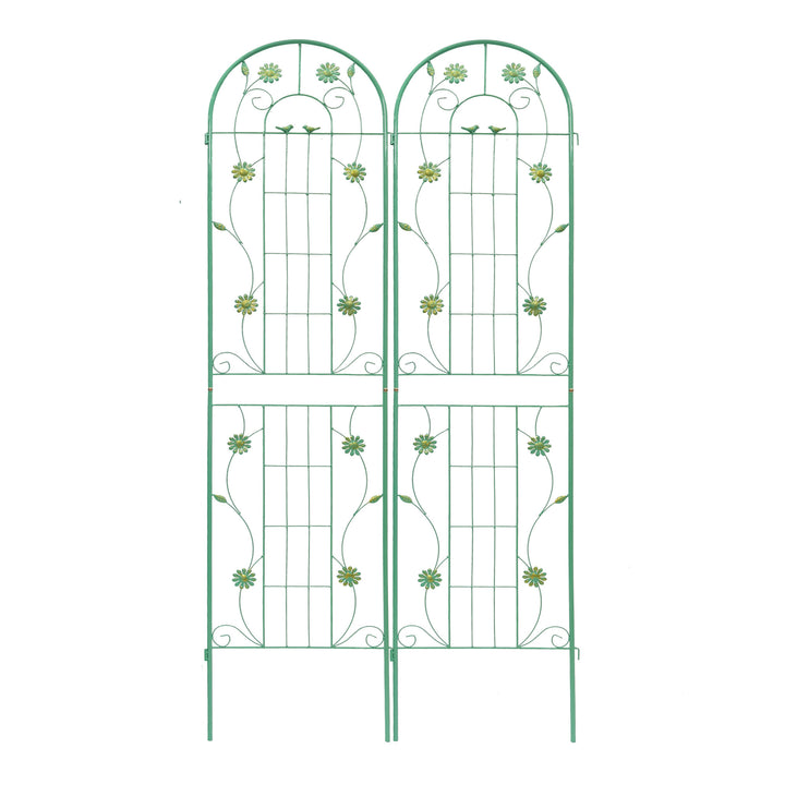 2 Pack Metal Garden Trellis 86.7" x 19.7" Rustproof Trellis for Climbing Plants Outdoor Flower Support Green