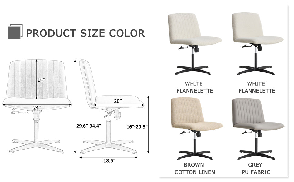 High Grade Pu Material. Home Computer Chair Office Chair Adjustable 360 ° Swivel Cushion Chair With Black Foot Swivel Chair Makeup Chair Study Desk Chair. No Wheels