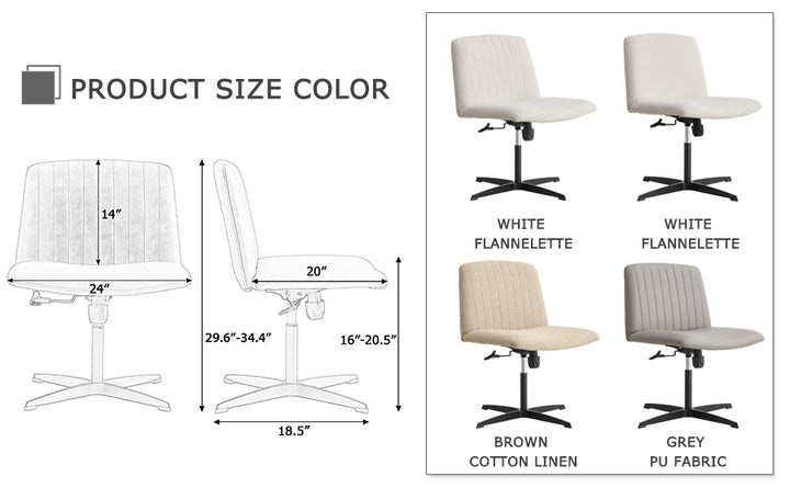 High Grade Pu Material. Home Computer Chair Office Chair Adjustable 360 ° Swivel Cushion Chair With Black Foot Swivel Chair Makeup Chair Study Desk Chair. No Wheels