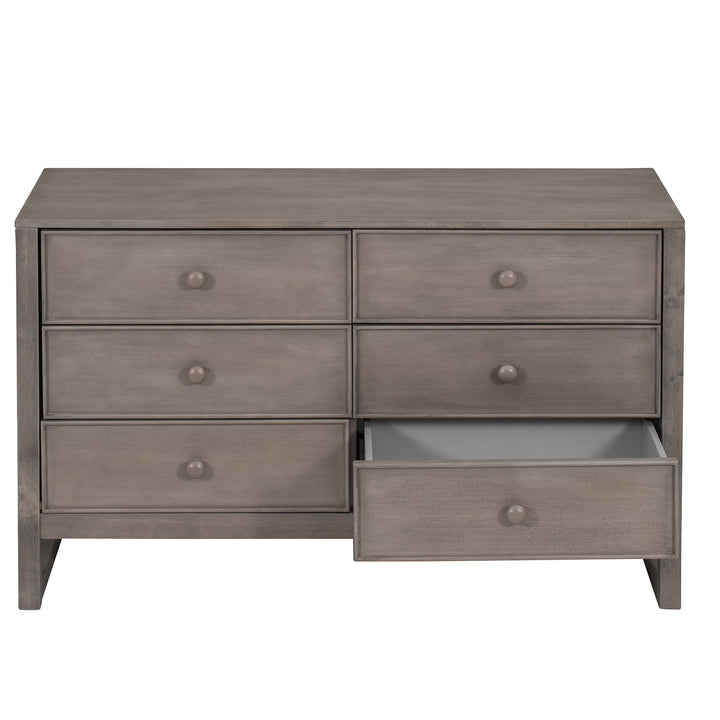 Rustic Wooden Dresser with 6 Drawers,Storage Cabinet for Bedroom,Anitque Gray