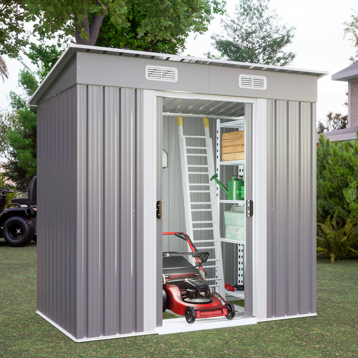 6'x4' Outdoor Metal Storage Shed for Garden Tools Lockable Door