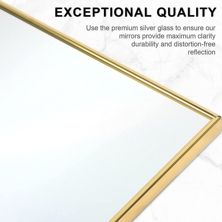 Full Length Mirror, Floor Mirror with Stand, Dressing Mirror , Bedroom Mirror with Aluminium Frame 65"x22", Gold
