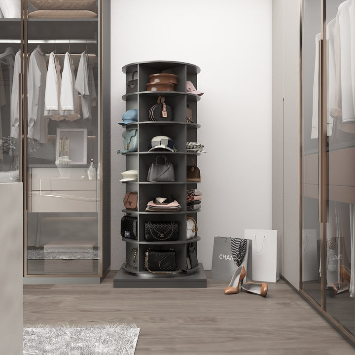 360 gray rotating shoe cabinet with 7 layers can accommodate up to 28 Paris shoes