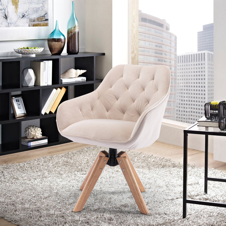 COOLMORE Solid Wood Tufted Upholstered Armless home office  chair