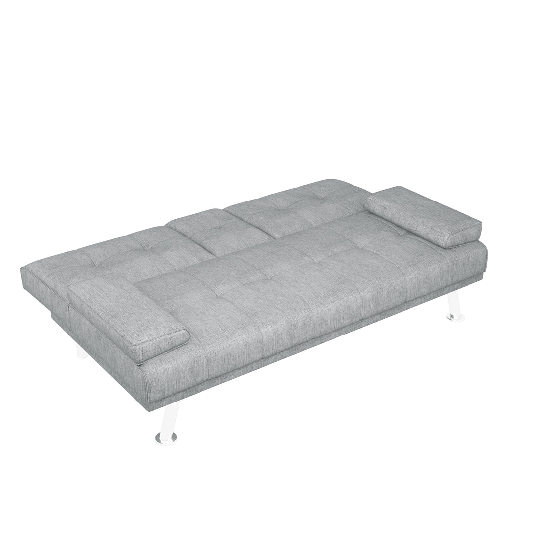 LIGHT GREY FOLDABLE SOFA BED WITH CUP HOLDER