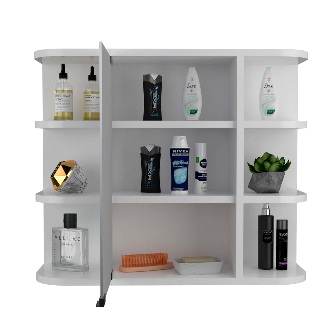 Valdez Medicine Cabinet With Six Shelves, Mirror Cabinet