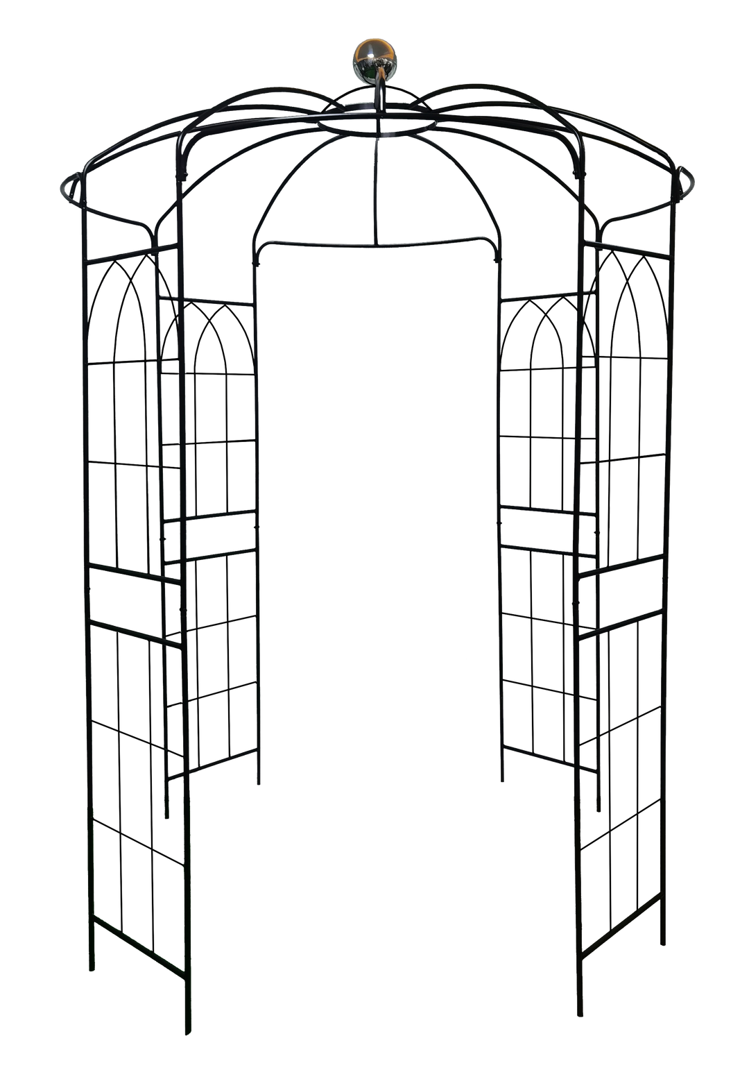 Metal Garden Arch Iron Garden Arbors Gazebo Dia81.3'' x 114.2'' High Birdcage Shape Pergola Pavilion for Wedding Ceremony
Outdoor Black