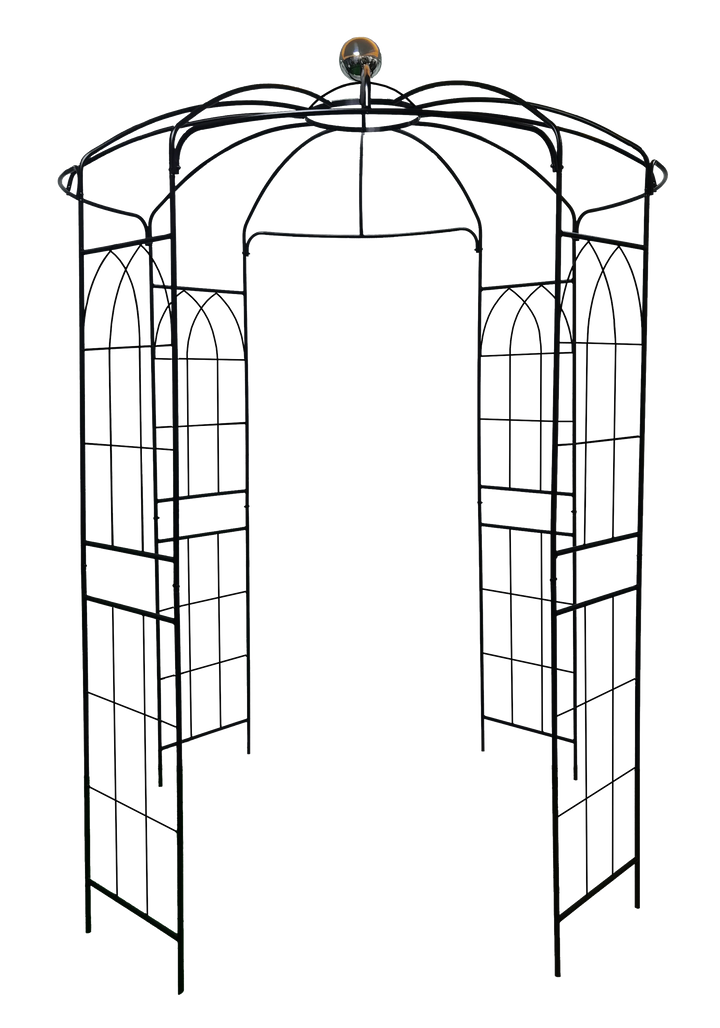 Metal Garden Arch Iron Garden Arbors Gazebo Dia81.3'' x 114.2'' High Birdcage Shape Pergola Pavilion for Wedding Ceremony
Outdoor Black