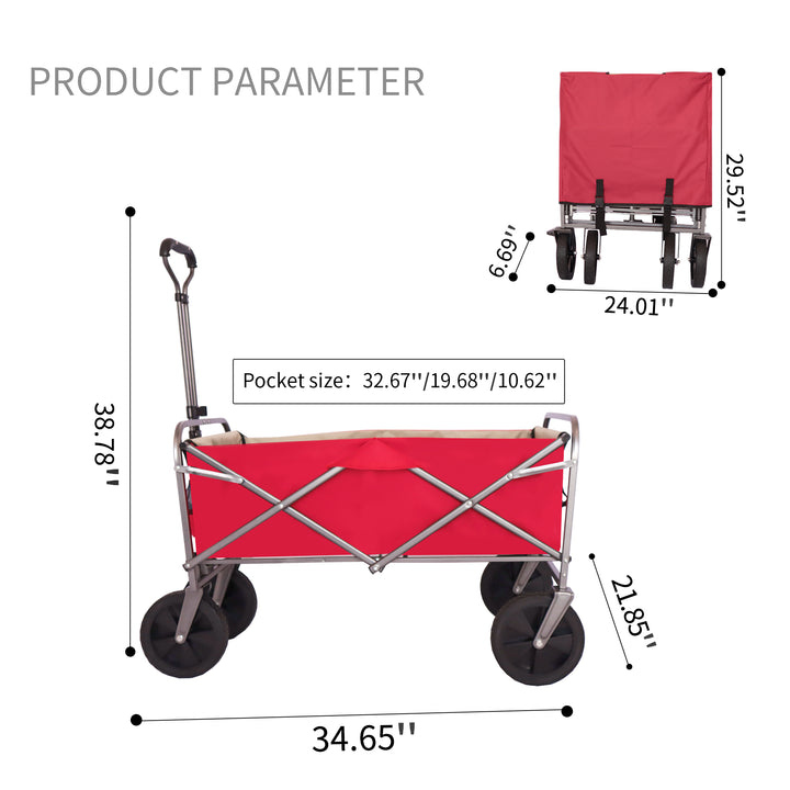 Outdoor Garden Multipurpose Micro Collapsible Beach Trolley Cart Camping Folding Wagon