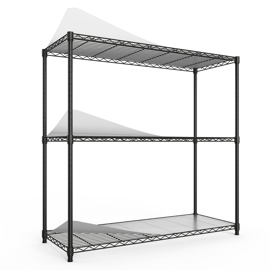 3 Tier Wire Shelving Unit, 1050 LBS NSF Height Adjustable Metal Garage Storage Shelves, Heavy Duty Storage Wire Rack Metal Shelves - Black