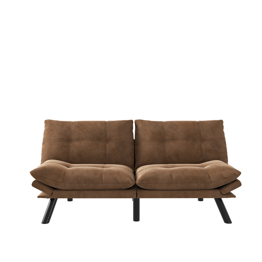 Leatehr Feeling Brown Convertible Folding Modern sofa Bed