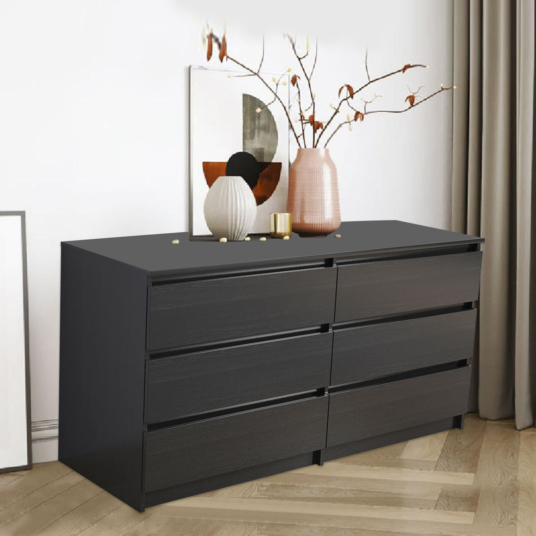 6 Drawer  Double Dresser for Bedroom Living Room Hallway,Black