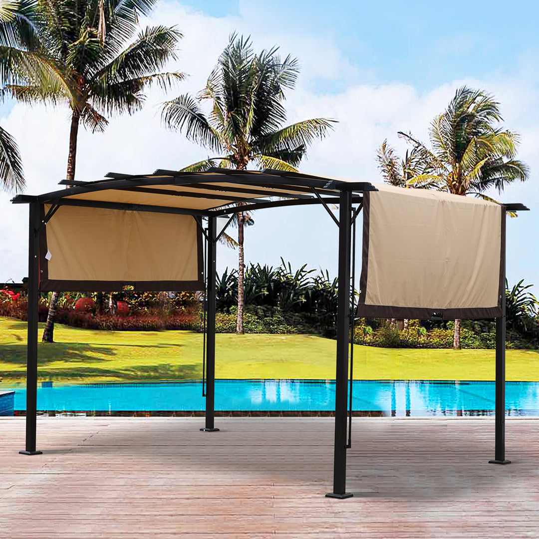 12 x 9 Ft Outdoor Pergola Patio Gazebo,Retractable Shade Canopy,Steel  Frame Grape Gazebo,Sunshelter Pergola for Gardens,Terraces,Backyard same as W419S00041