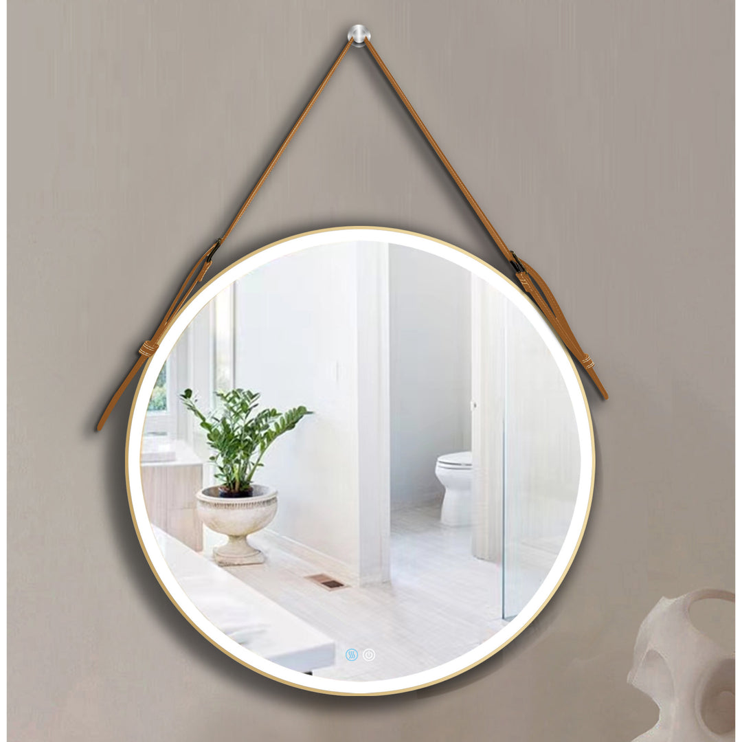 Bathroom LED Mirror 32 Inch Round Bathroom Mirror with Lights Smart 3 Lights Dimmable Illuminated Bathroom Mirror Wall Mounted Large LED Mirror Anti-Fog Lighted Vanity Mirror