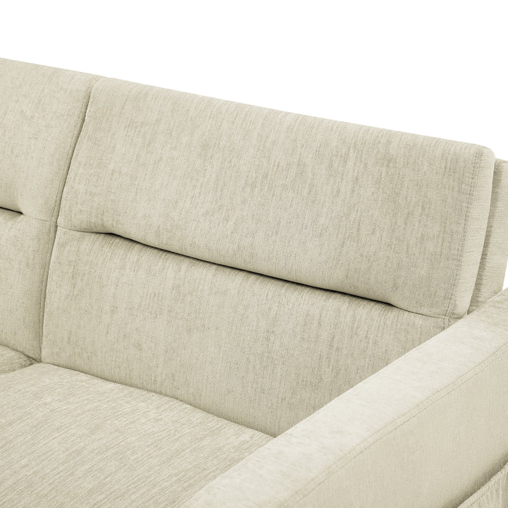 Loveseats Sofa Bed with Pull-out Bed,Adjsutable Back and Two Arm Pocket,Beige (54.5"x33"x31.5")