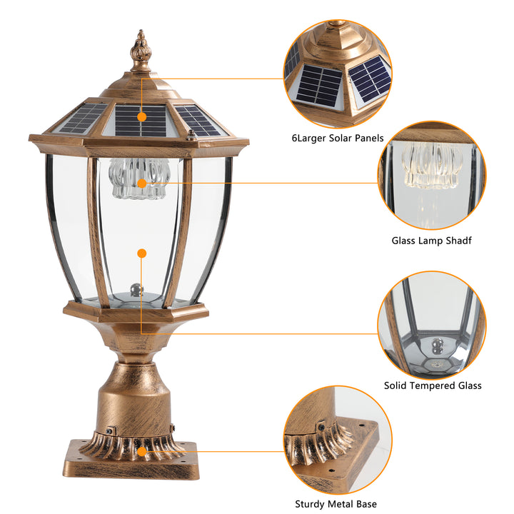 Retro gold Solar Column Headlights With Dimmable LED