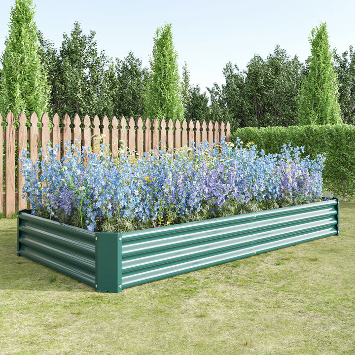 Raised Garden Bed Kit - Metal Raised Bed Garden 7.6x3.7x0.98ft for Flower Planters, Vegetables Herb Green