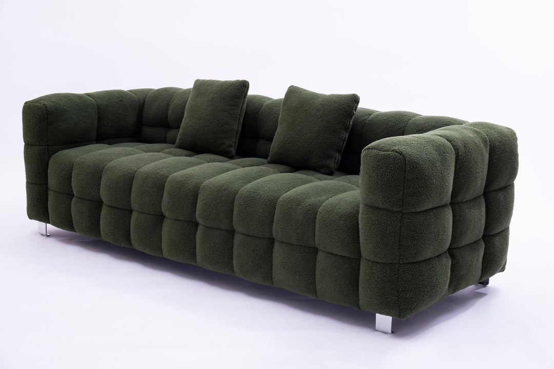 [New+Video]2146 Sofa includes two pillows 80" green  fleece for living room bedroom