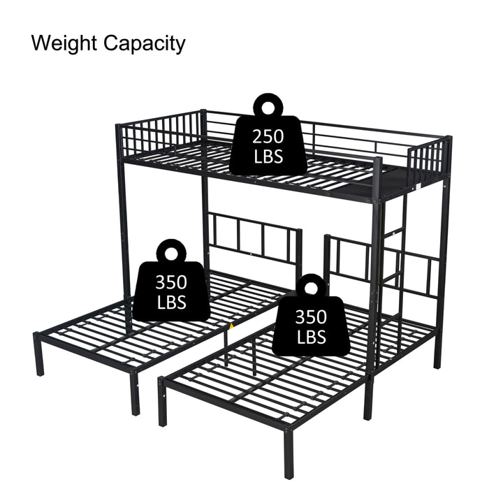 Metal Triple Twin Bunk Bed/ Can Be Separated into 3 Twin Beds/ Sturdy Metal/ Noise Reduced/ Bunk Bed for Three/ Safety Guardrail/ CPC Certified/ No Box Spring Needed