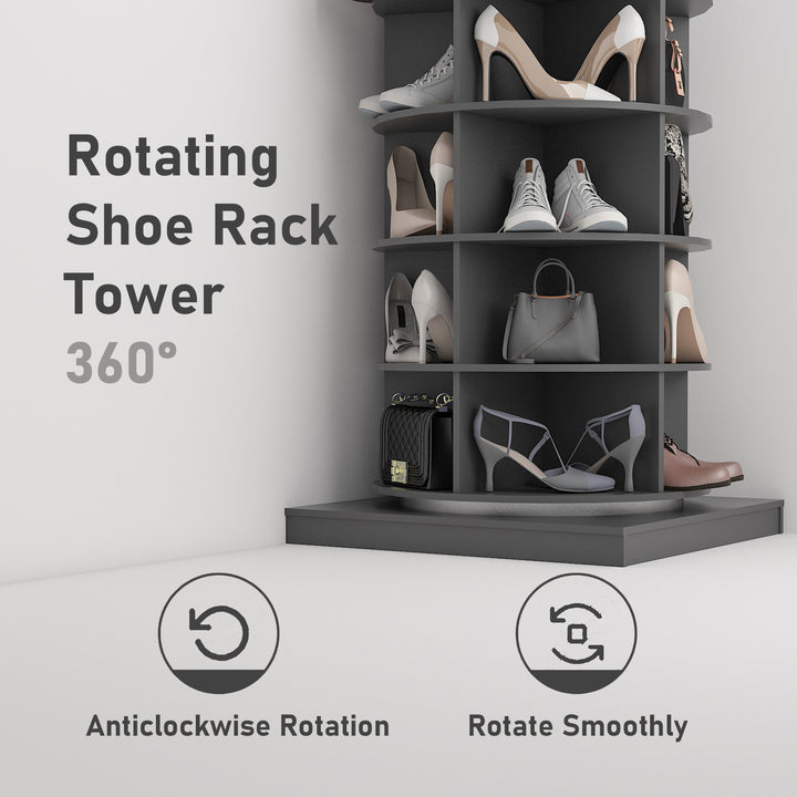 360 gray rotating shoe cabinet with 7 layers can accommodate up to 28 Paris shoes