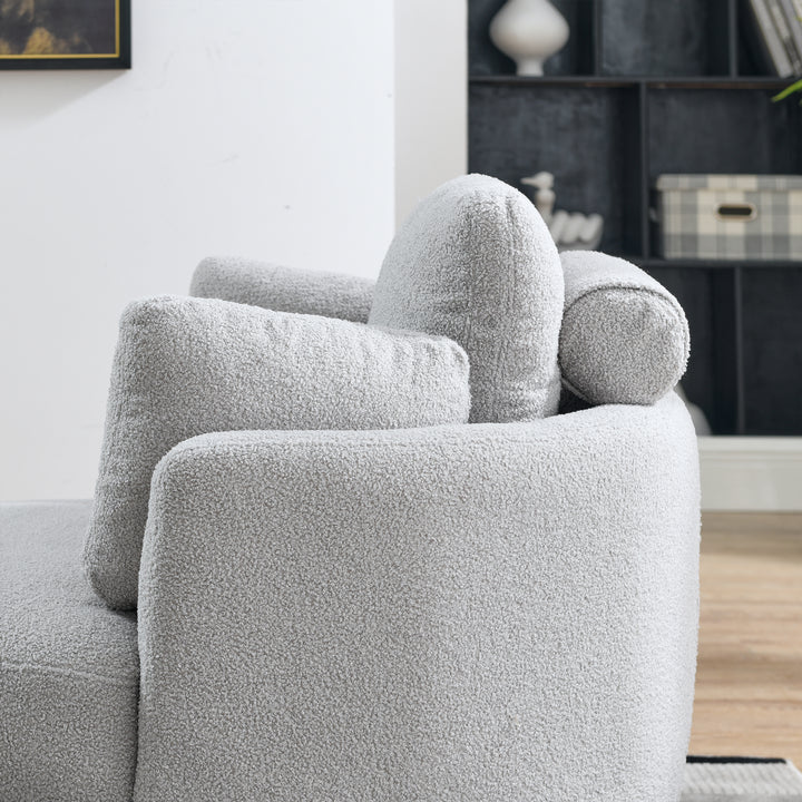 39"W Oversized Swivel Chair with moon storage ottoman for Living Room, Modern Accent Round Loveseat Circle Swivel Barrel Chairs for Bedroom Cuddle Sofa Chair Lounger Armchair, 4 Pillows, Teddy Fabric