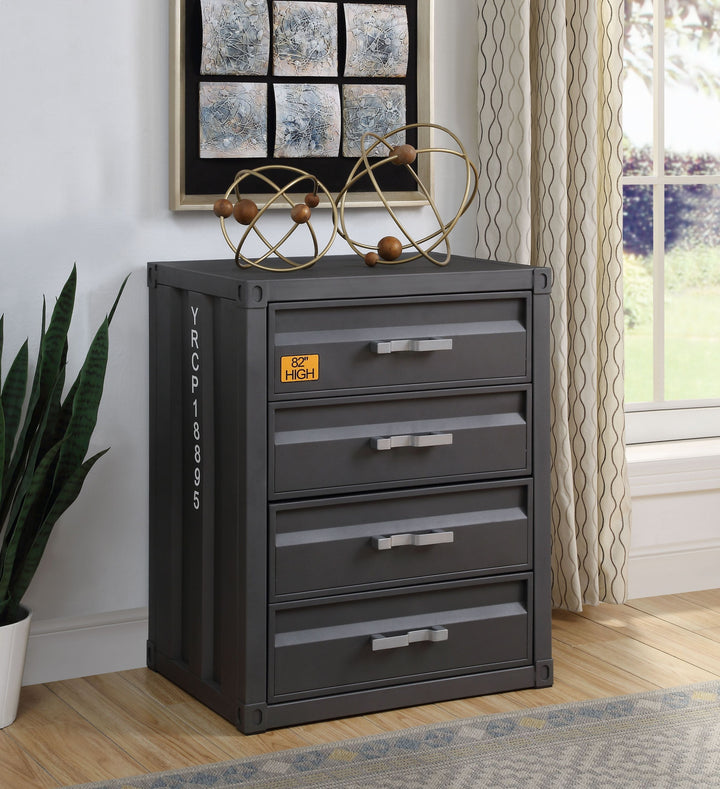 ACME Cargo 4-Drawer Chest, Gunmetal Finish 37956