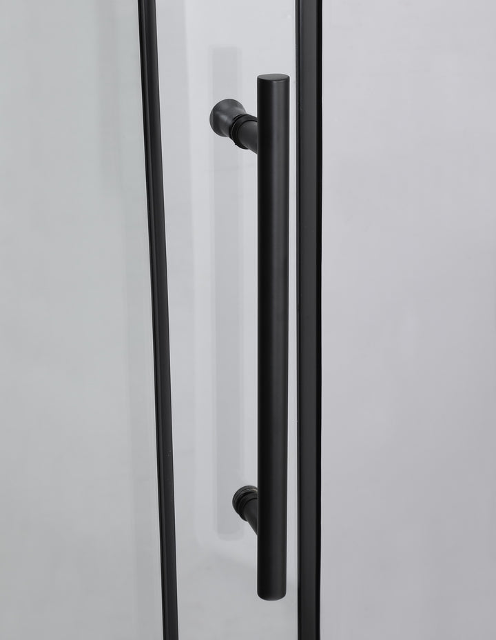 Frameless Sliding Glass Shower Doors 60" Width x 76"Height with 3/8"(10mm) Clear Tempered Glass, Matt Black Finish