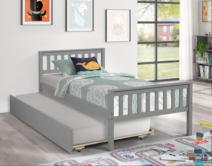 Twin Bed with Trundle, Platform Bed Frame with Headboard and Footboard, for Bedroom Small Living Space,No Box Spring Needed,Grey