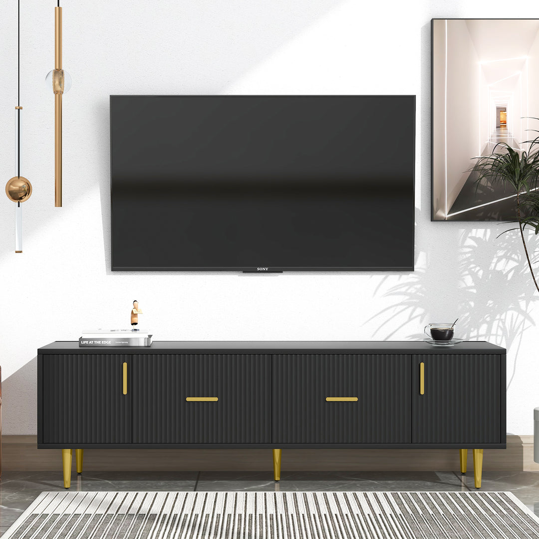 U-Can Modern TV Stand with 5 Champagne Legs - Durable, Stylish and Spacious, TVs Up to 75''