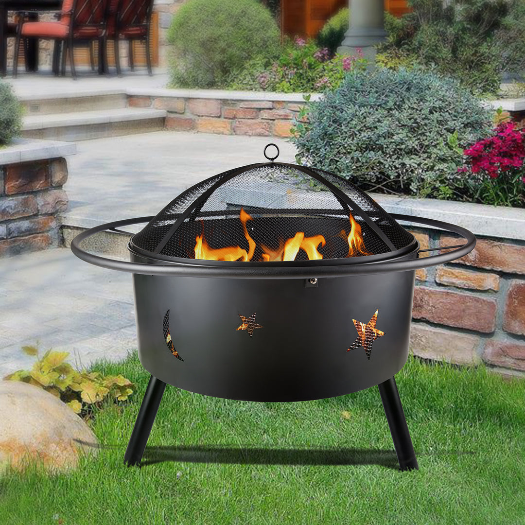 32'' Bridgeman Star and Moon IRON Burning Outdoor FIRE PIT