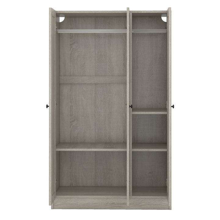 3-Door Shutter Wardrobe with shelves, Gray