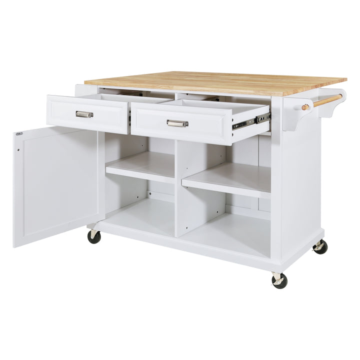 Cambridge Natural Wood Top Kitchen Island with Storage