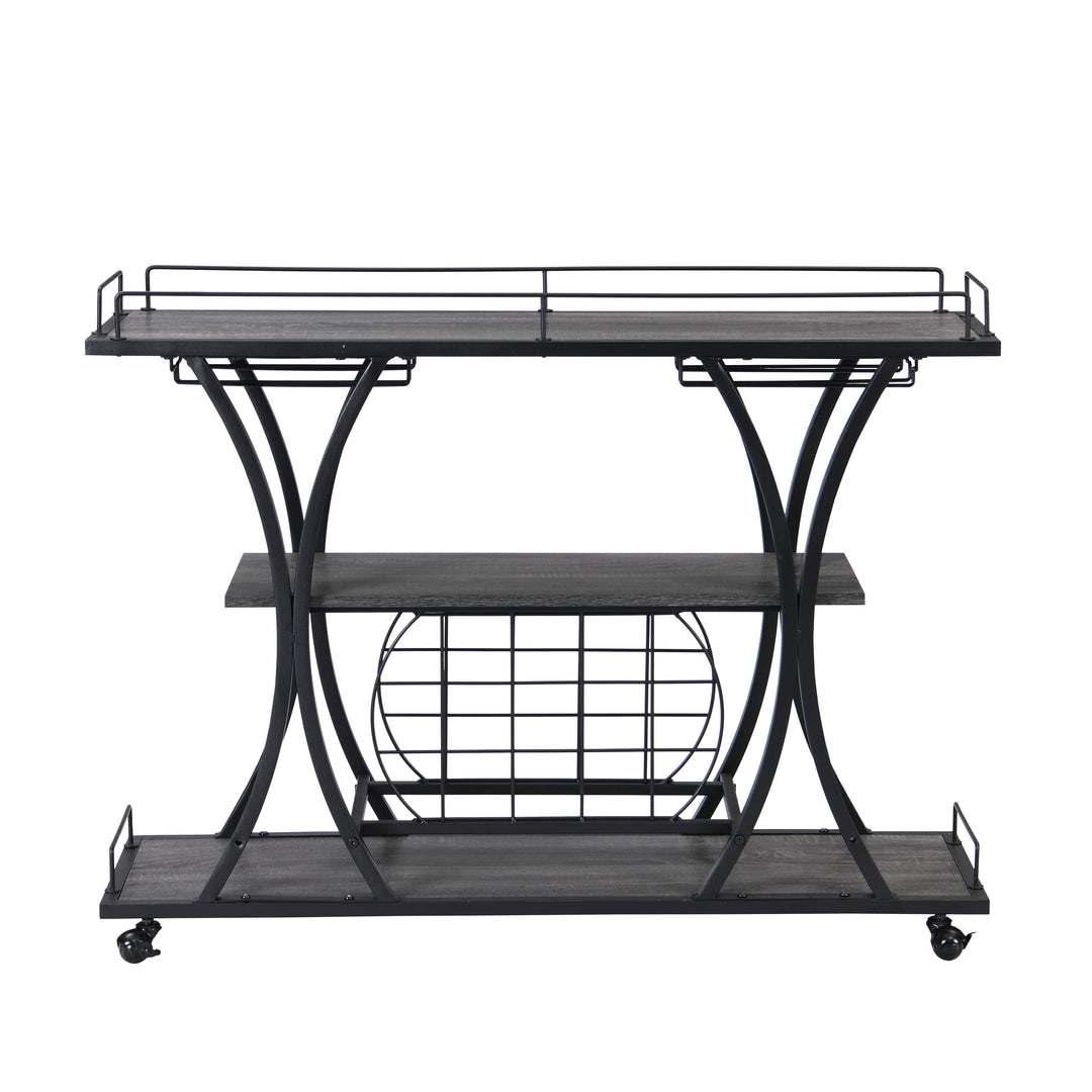 Industrial Bar Cart Kitchen Bar&Serving Cart for Home with Wheels 3 -Tier Storage Shelves