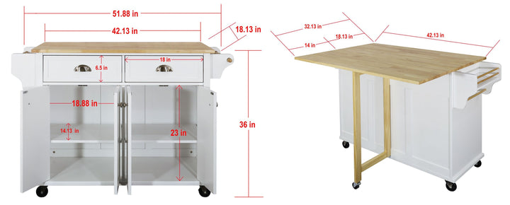 Cambridge Natural Wood Top Kitchen Island with Storage