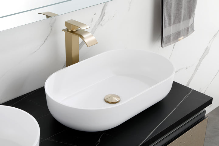 24*14*5.5  Modern Oval 24"x14" White   Above  Bathroom Vessel Sink, Bathroom Sink for Lavatory Vanity Cabinet