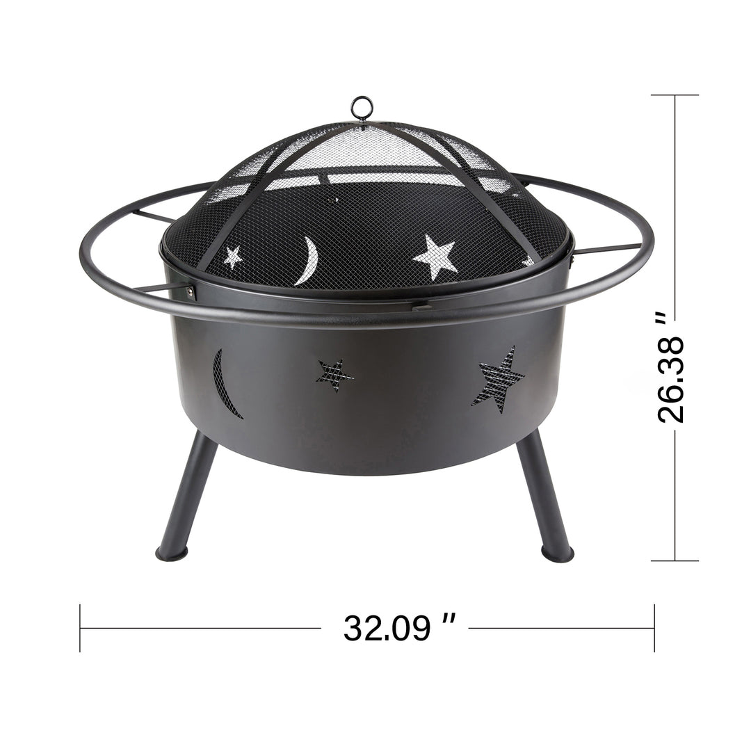 32'' Bridgeman Star and Moon IRON Burning Outdoor FIRE PIT