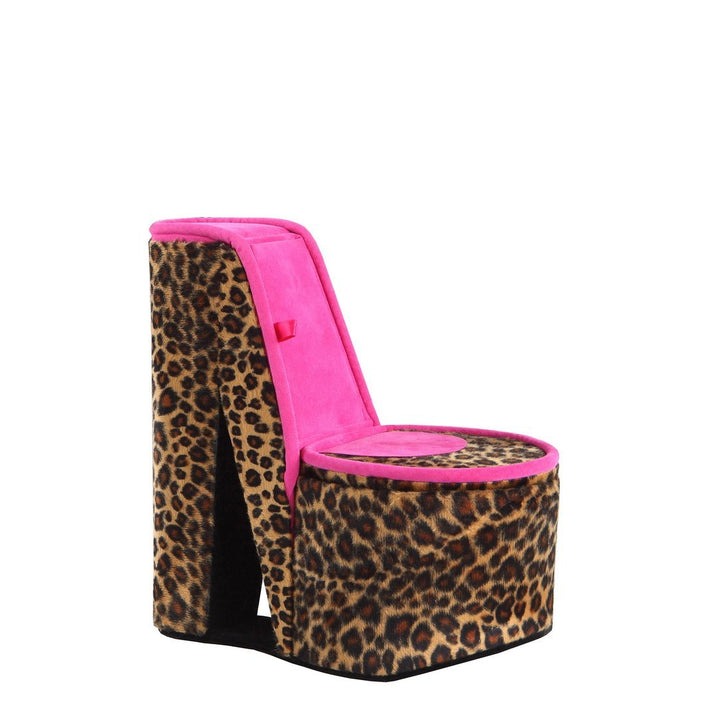 9" Tall Display Jewelry Box with Hidden Storage, High Heel Shoe Design, Cheetah Print