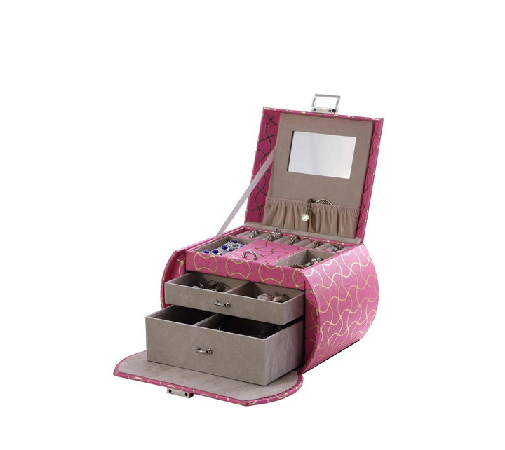 8.8" Long Travel Jewelry Organizer Case, Hot Pink