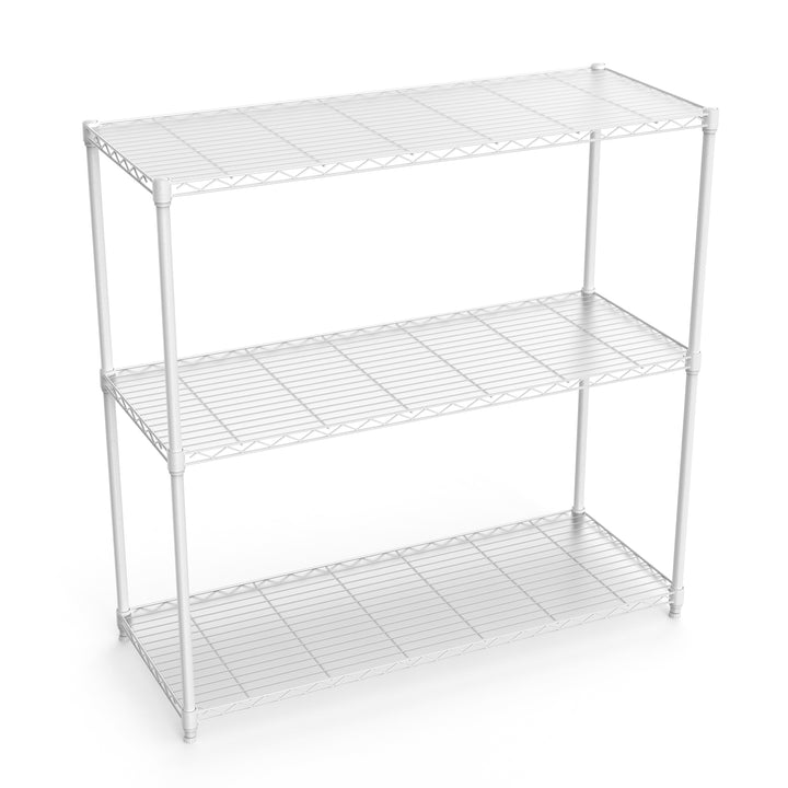 3 Tier Wire Shelving Unit, 1050 LBS NSF Height Adjustable Metal Garage Storage Shelves, Heavy Duty Storage Wire Rack Metal Shelves - White