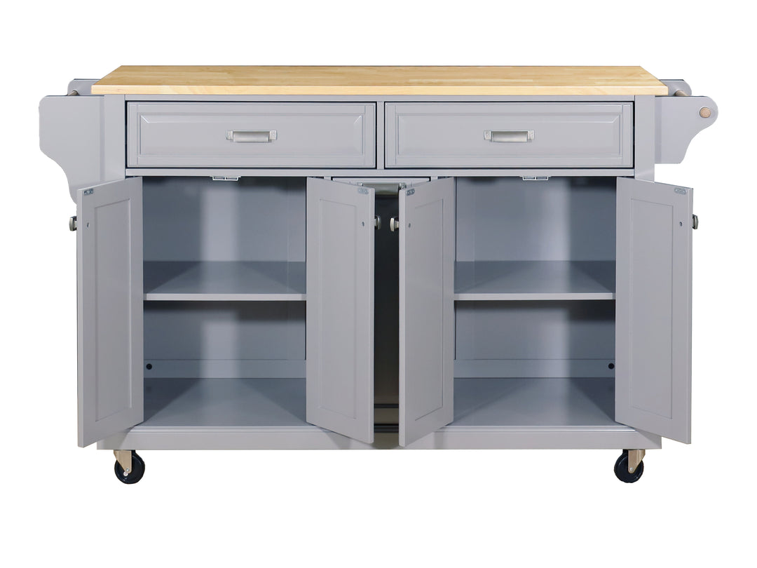 Cambridge Natural Wood Top Kitchen Island with Storage