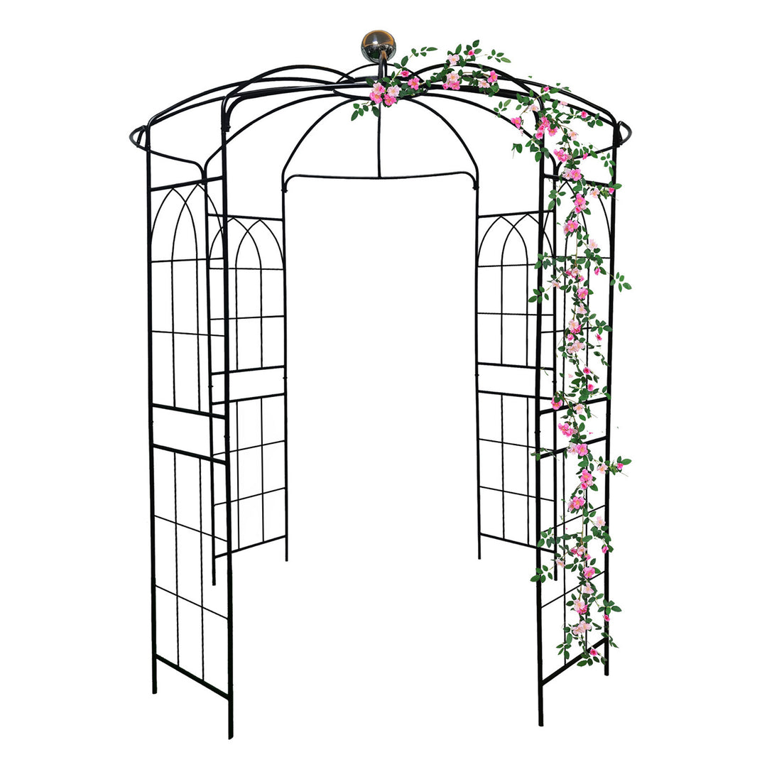 Metal Garden Arch Iron Garden Arbors Gazebo Dia81.3'' x 114.2'' High Birdcage Shape Pergola Pavilion for Wedding Ceremony
Outdoor Black