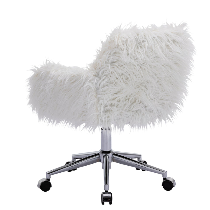 HengMing Modern Faux fur home office chair, fluffy chair for girls, makeup vanity Chair