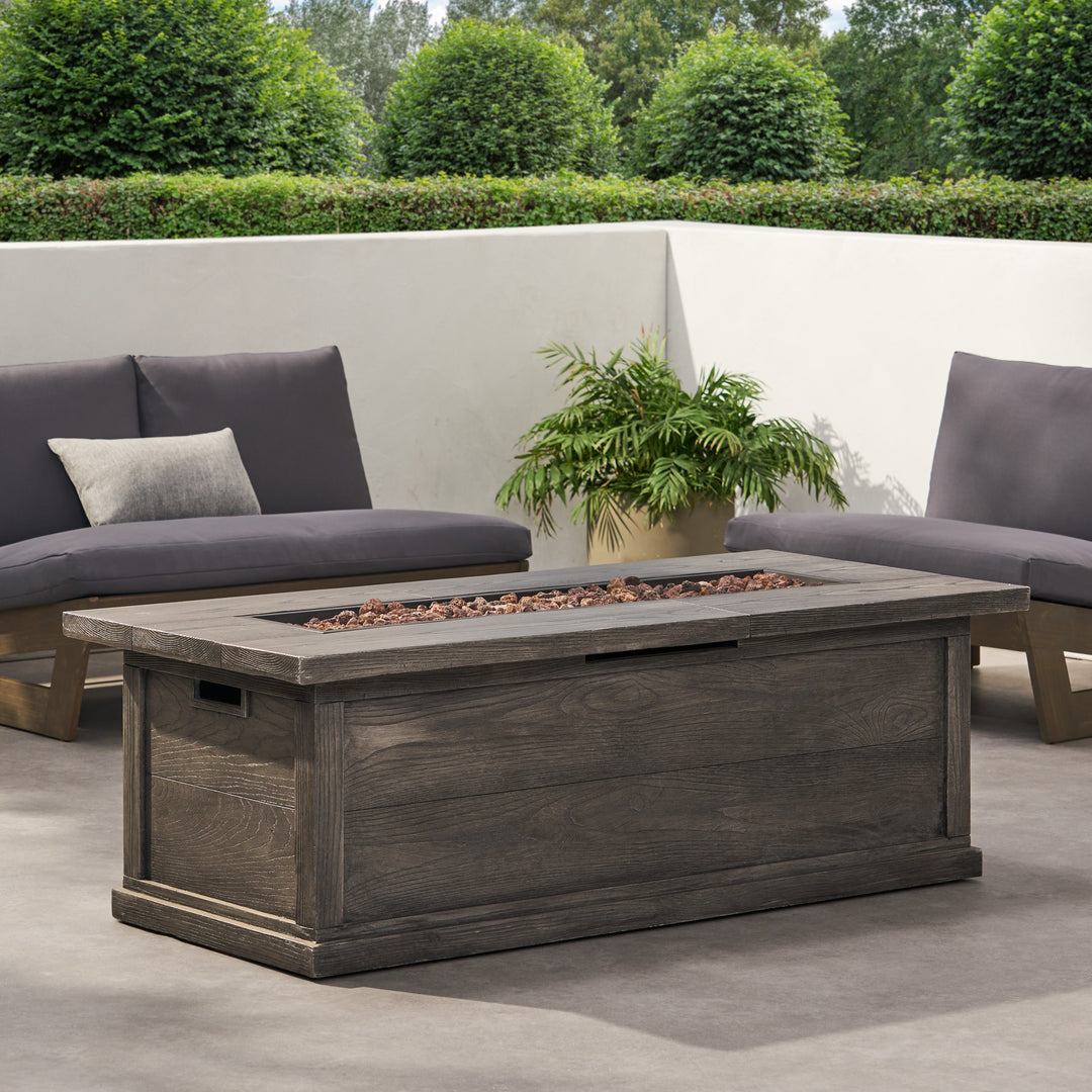 ANCHORAGE 56'' WOOD RECTANGULAR MGO FIRE TABLE GREY - 50,000 BTU With TANK HOLDER