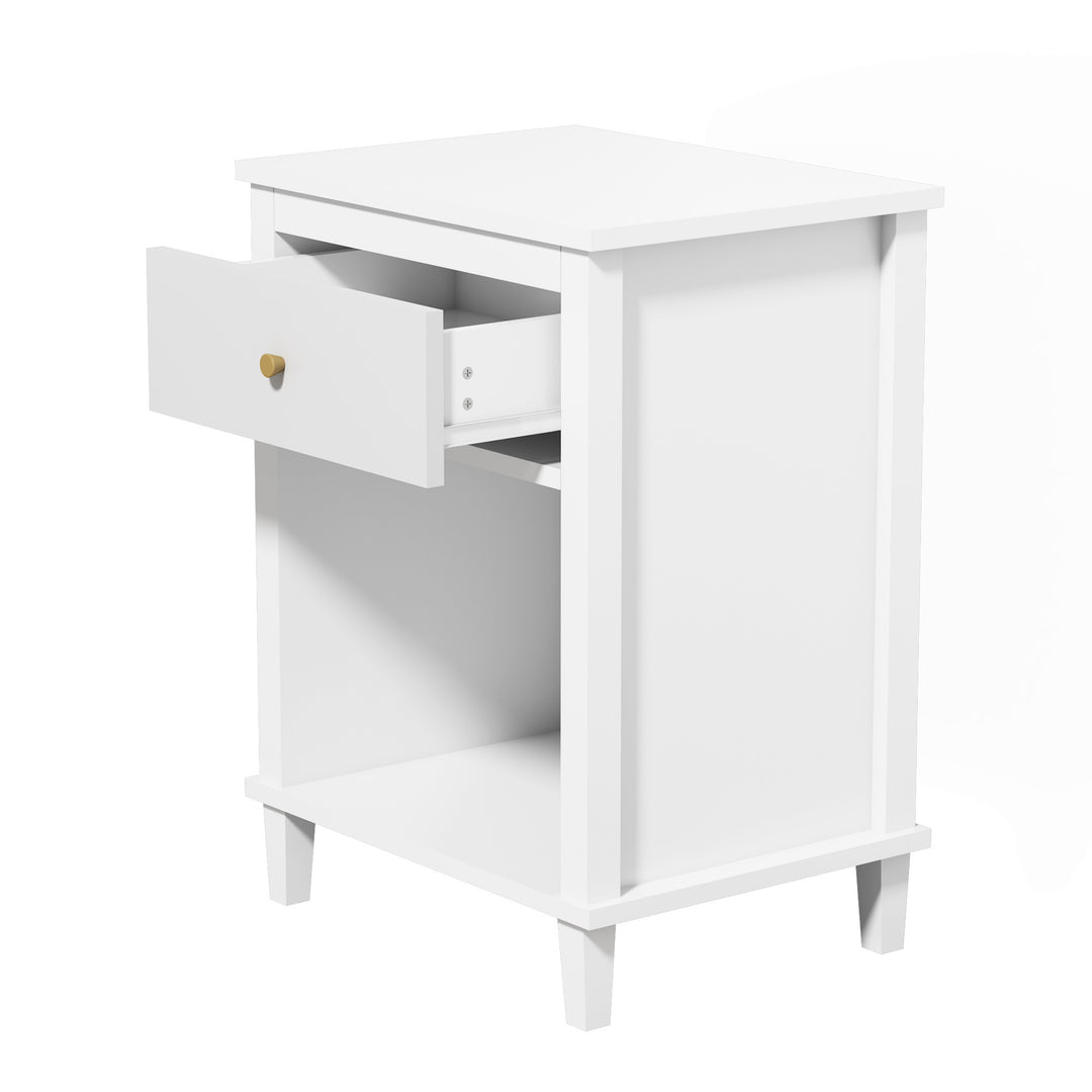 26.77''H Wooden Nightstand with One Drawer One Shelf for Kids, Adults, White