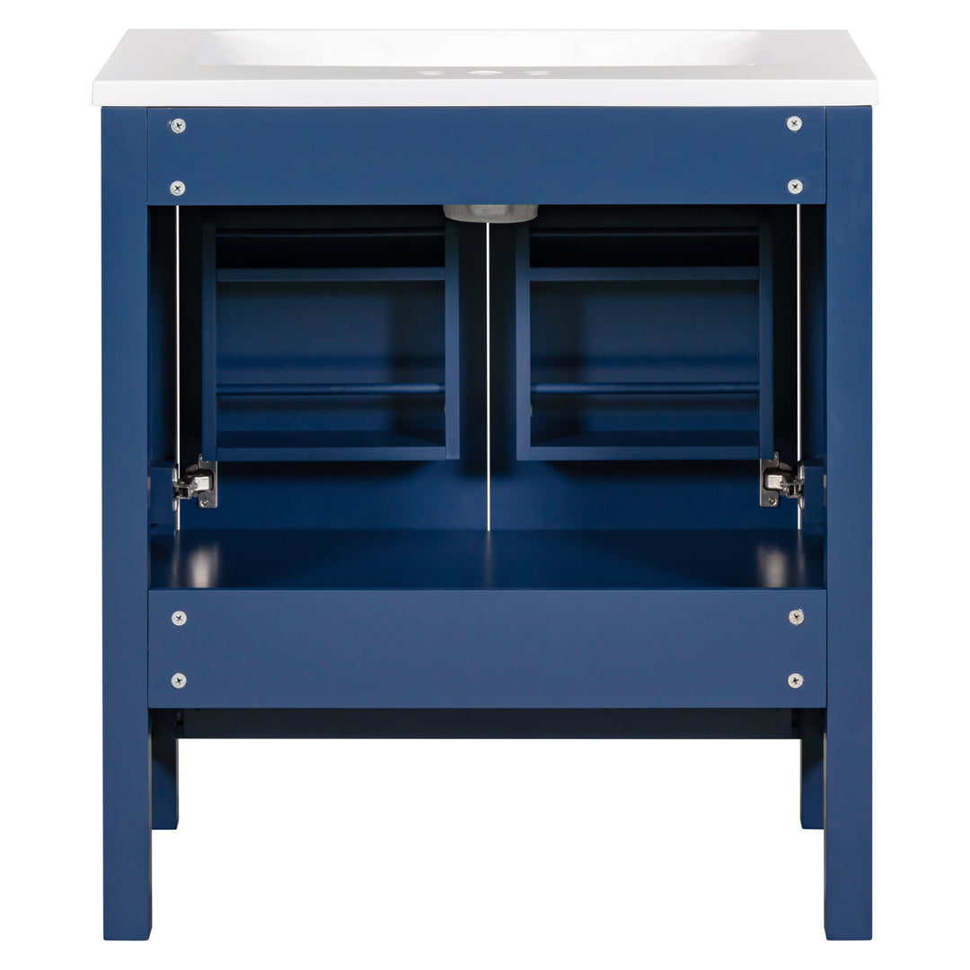 30" Blue Bathroom Vanity with Single Sink, Combo Cabinet Undermount Sink, Bathroom Storage Cabinet with 2 Doors and a Drawer, Soft Closing, Multifunctional Storage, Solid Wood Frame