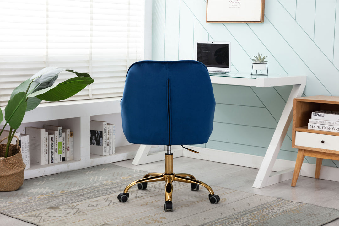 COOLMORE Velvet Swivel Shell Chair for Living Room ,Office chair , Modern Leisure Arm Chair Navy