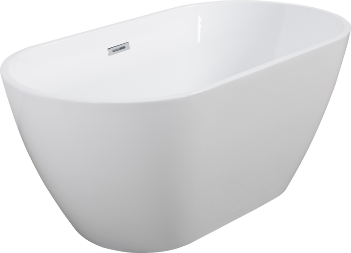 Shiny White Acrylic Freestanding Soaking Bathtub with Chrome Overflow and Drain, cUPC Certified - 63*28.8 22A09-63