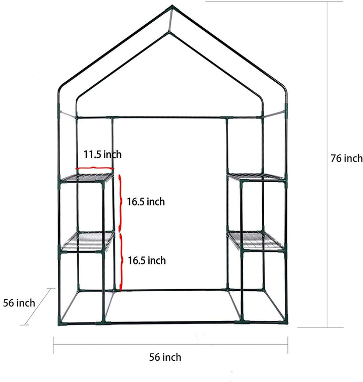 Mini Walk-in Greenhouse Indoor Outdoor -2 Tier 8 Shelves- Portable Plant Gardening Greenhouse (56L x 56W x 76H Inches), Grow Plant Herbs Flowers Hot House